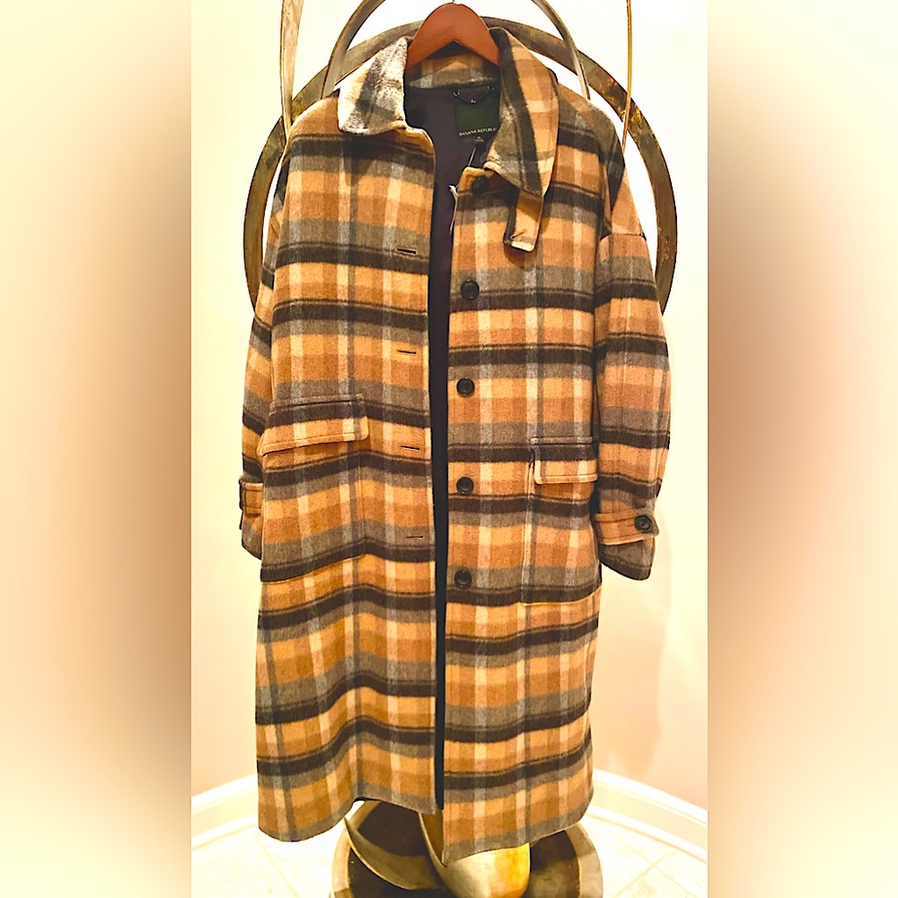 Wool Plaid Melton Coat